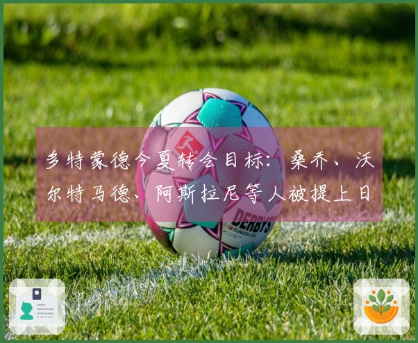 多特蒙德今夏转会目标：桑乔、沃尔特马德、阿斯拉尼等人被提上日程